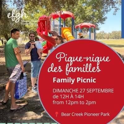 Pique-nique des familles - Dimanche 27 septembre de 12h00 à 14h00